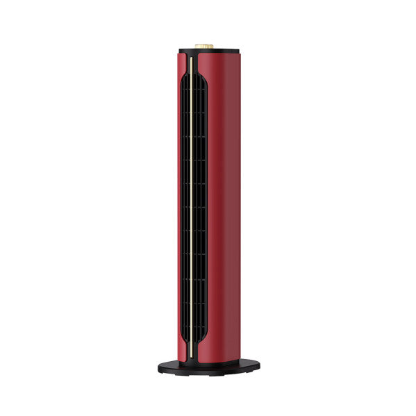 Termoventilador cerámico vertical PTC de 1500W en rojo y negro de Abrila, modelo 227311507, calefacción portátil para hogar eficiente y segura.