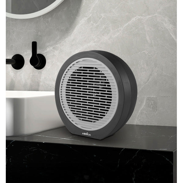 Termoventilador Brindisi 2000W negro y gris de Abrila, modelo portátil de calefacción doméstica interior con estructura en metal y policarbonato, ideal para uso hogareño (AI2 228322028)
