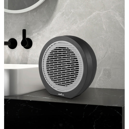 Termoventilador Brindisi 2000W negro y gris de Abrila, modelo portátil de calefacción doméstica interior con estructura en metal y policarbonato, ideal para uso hogareño (AI2 228322028)
