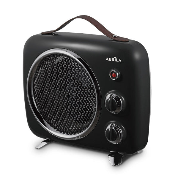 Termoventilador Taranto 2000W negro y gris de Abrila, modelo AI2 portátil con calefacción doméstica para interiores, diseño vintage seguro, código 228622009