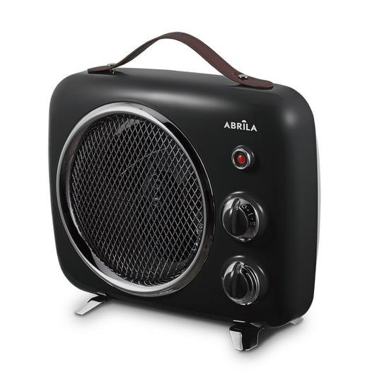 Termoventilador Taranto 2000W negro y gris de Abrila, modelo AI2 portátil con calefacción doméstica para interiores, diseño vintage seguro, código 228622009