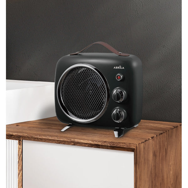 Termoventilador Taranto 2000W negro y gris de Abrila, modelo AI2 portátil con calefacción doméstica interior, diseño vintage seguro.