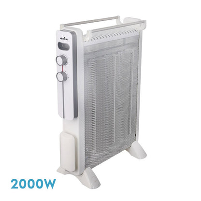 Radiador de mica Caicos 2000W blanco/gris de Abrila, modelo AI2 portátil para calefacción doméstica interior, diseño eficiente y compacto (228822001)