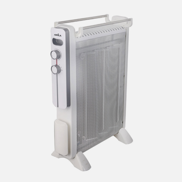 Radiador de mica Caicos 2000W blanco y gris de Abrila modelo 228822001, calefacción portátil doméstica para interior, diseño AI2 eficiente y seguro.
