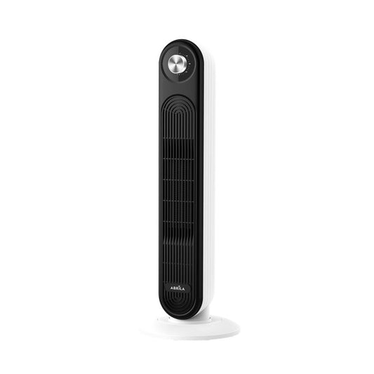 Termoventilador cerámico vertical Grecia 2000W negro y blanco de Abrila, modelo AI2 oscilante portátil para calefacción doméstica en el hogar interior.