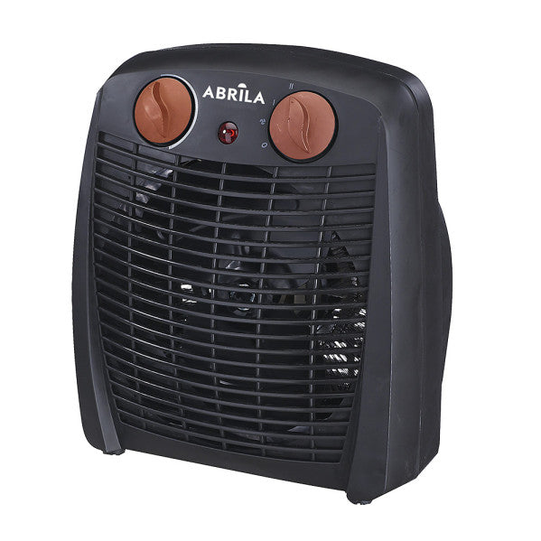 Termoventilador Gambia 2000W negro y marrón de Abrila, calefactor portátil doméstico de policarbonato para interior, modelo 229522009 con potencia AI2 para calefacción eficiente.