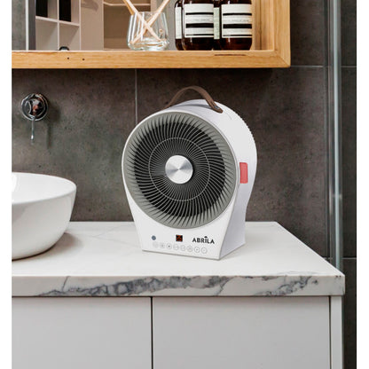 Termoventilador 2 en 1 Maraja 2000W en blanco y gris, modelo Abrila 229922001, con función oscilante de calefacción y ventilación doméstica para interiores, fabricado en policarbonato resistente.