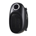 Mini termoventilador cerámico Malasia 500W negro Abrila 230010509, calefactor portátil para baño e interior doméstico con tecnología cerámica AI2 para calefacción eficiente en el hogar.