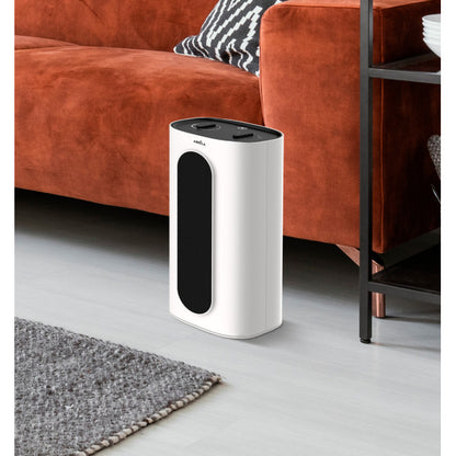 Termoventilador cerámico Chequia 2000W blanco y negro de Abrila, modelo 230622026 con función oscilante, antivuelco, asa de transporte y calefacción doméstica para interiores.