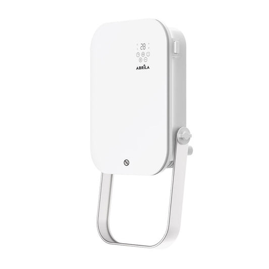 Blanco termoventilador de pared para baño Austria 2000W de Abrila, calefacción doméstica IP24 con mando a distancia y toallero