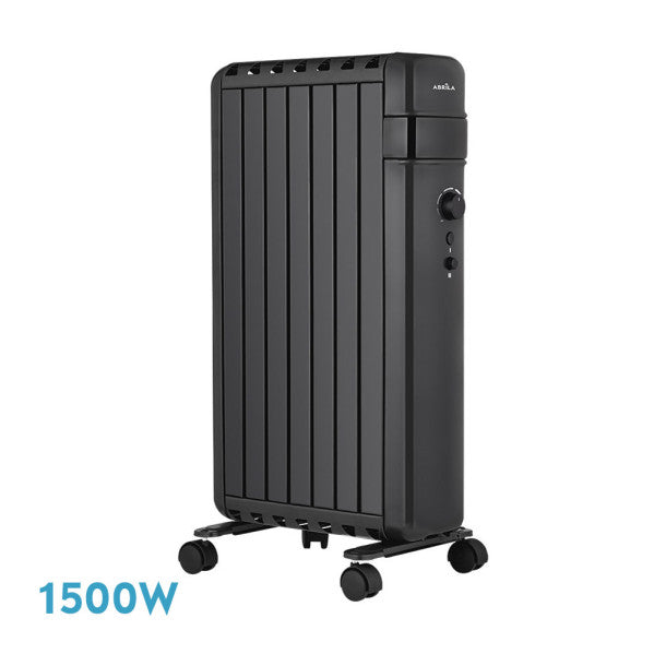 Radiador de aceite Polonia 1500W negro portátil con antivuelco, ideal para calefacción doméstica interior, modelo Abrila AI2 230931509