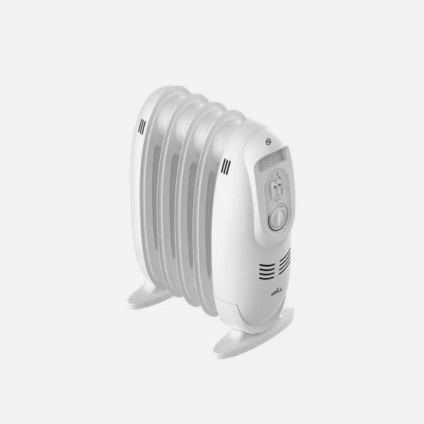 Radiador de aceite Irlanda 600W blanco de Abrila, modelo portátil y eficiente para calefacción doméstica interior, ideal para espacios acogedores.