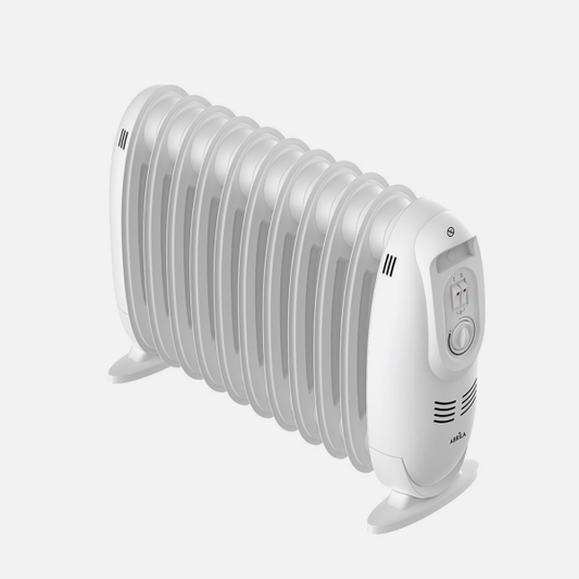 Radiador de aceite portátil Irlanda 1500W blanco de Abrila con 11 elementos, termostato regulable y protección de seguridad para calefacción doméstica interior AI2.