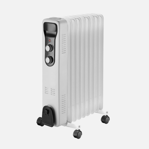 Radiador de aceite Brasilia 2000W 9 elementos Abrila blanco y negro con termostato regulable, antivuelco y calefacción doméstica interior AI2 231232001