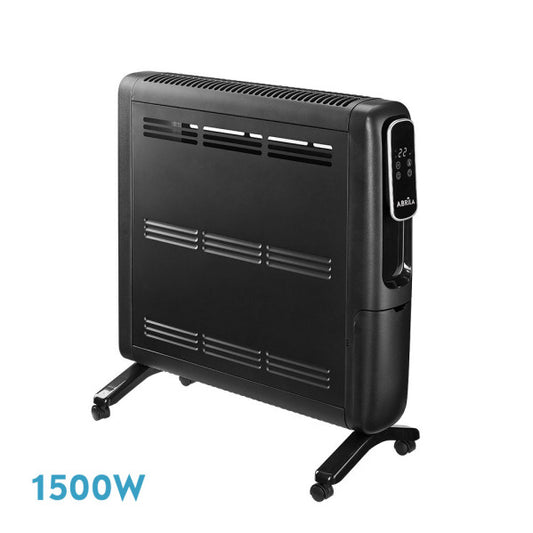 Emisor térmico portátil Alpino 1500W negro de Abrila (modelo 232021509), fabricado en aluminio con temporizador integrado, ideal para calefacción doméstica eficiente y segura.
