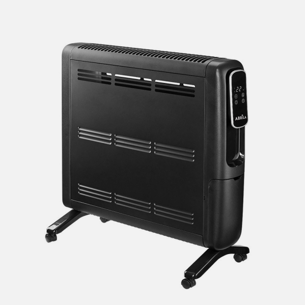 Emisor térmico Alpino 2000W negro de Abrila, modelo 232022009, calefactor portátil de aluminio para calefacción doméstica interior con ahorro de energía AI2, diseño negro elegante y eficiente.
