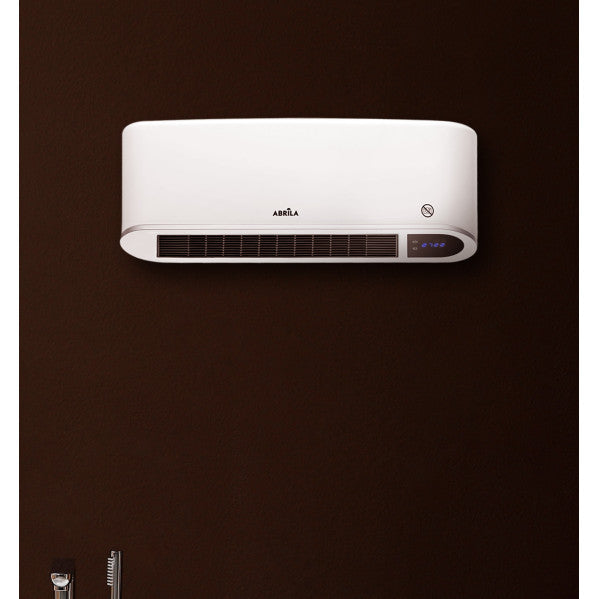 Calefactor split cerámico Bonaire 2000W blanco modelo Abrila AI2 con mando a distancia, temporizador y tecnología PTC para calefacción eficiente en baños y uso doméstico, ahorro de energía.