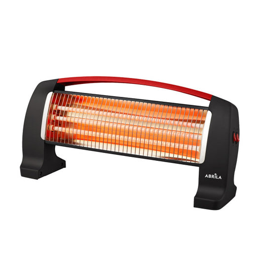 Estufa eléctrica de cuarzo Edipo 1200W en negro y rojo de Abrila, modelo portátil con protección antivuelco para calefacción doméstica interior, referencia 232731209