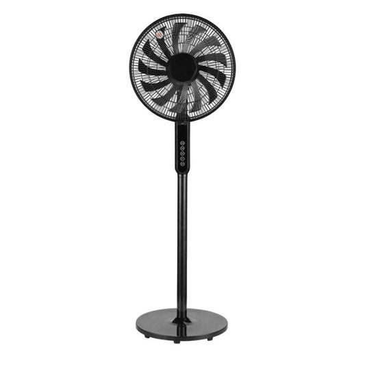Ventilador de pie Torbellino Negro 60W de Abrila, modelo 235941009. Diseño oscilante en metal ABS, color negro. Incluye mando a distancia para control remoto. Ideal para uso doméstico e interior. Marca Abrila, serie ai2.