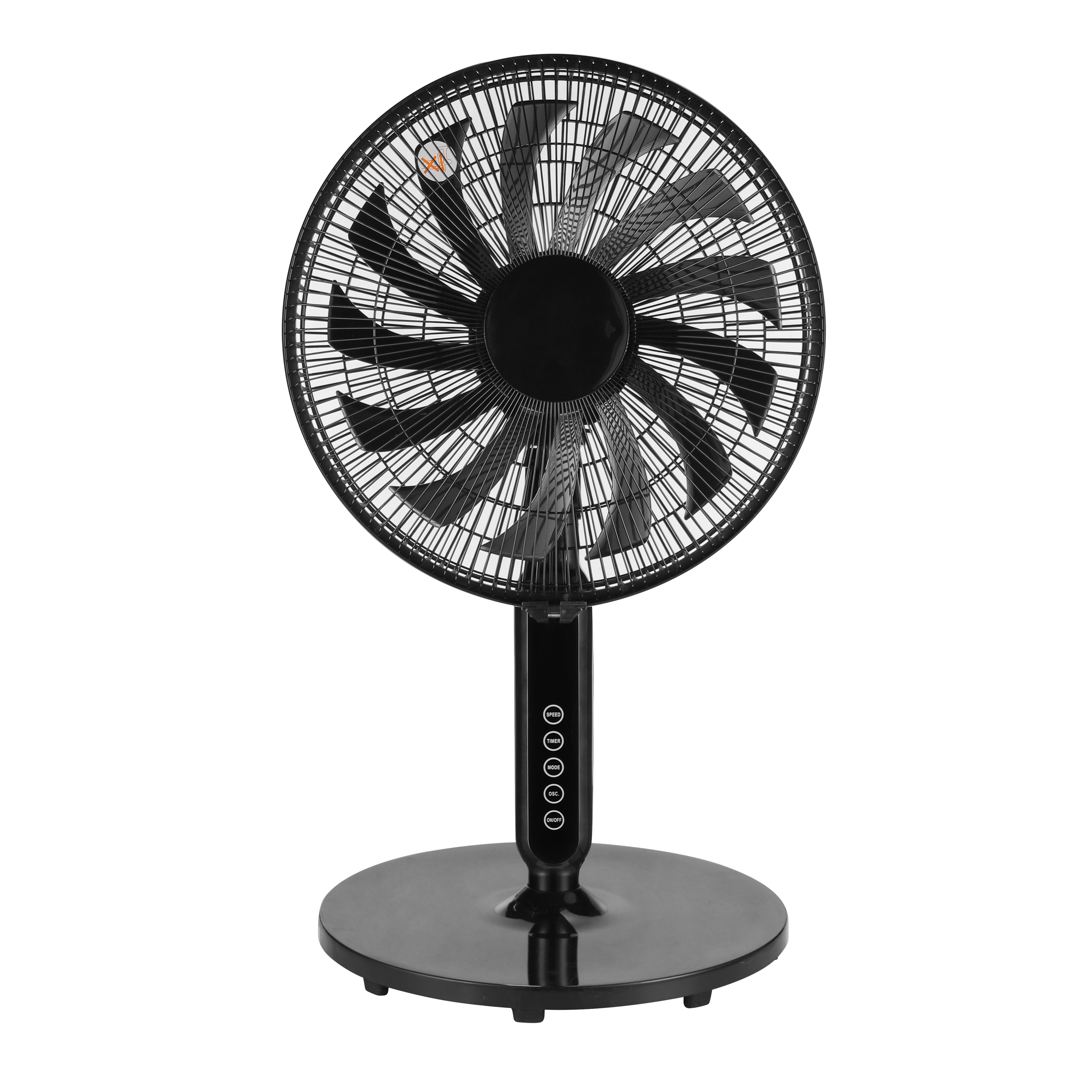 `alt=Ventilador de Pie Torbellino Negro 60W Abrila con mando a distancia, oscilante y en metal ABS`