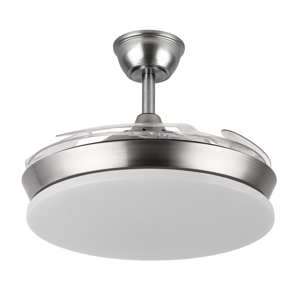 `alt=Ventilador de techo Tridente Mini en níquel con motor DC y LED integrado, modelo Abrila 236399003, ideal para interiores domésticos con iluminación regulable y aspas retráctiles`

Este texto está optimizado para SEO, incluyendo palabras clave relevantes y describiendo claramente el producto.