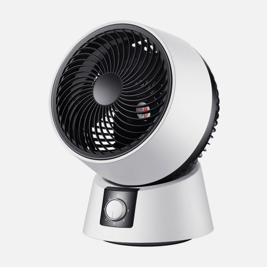 Alt Image: Ventilador Sobremesa Gavilan Blanco/Negro 35W de Abrila, modelo 236471026. Ventilador de sobremesa oscilante con 3 velocidades, ideal para uso doméstico e interior. Fabricado en policarbonato, disponible en colores blanco y negro.