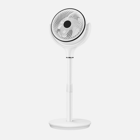 Ventilador de pie Chorlito blanco 40W de Abrila, modelo 236641001. Diseño moderno en metal ABS, ideal para interiores domésticos. Equipado con mando a distancia y oscilación 3D para una máxima comodidad.