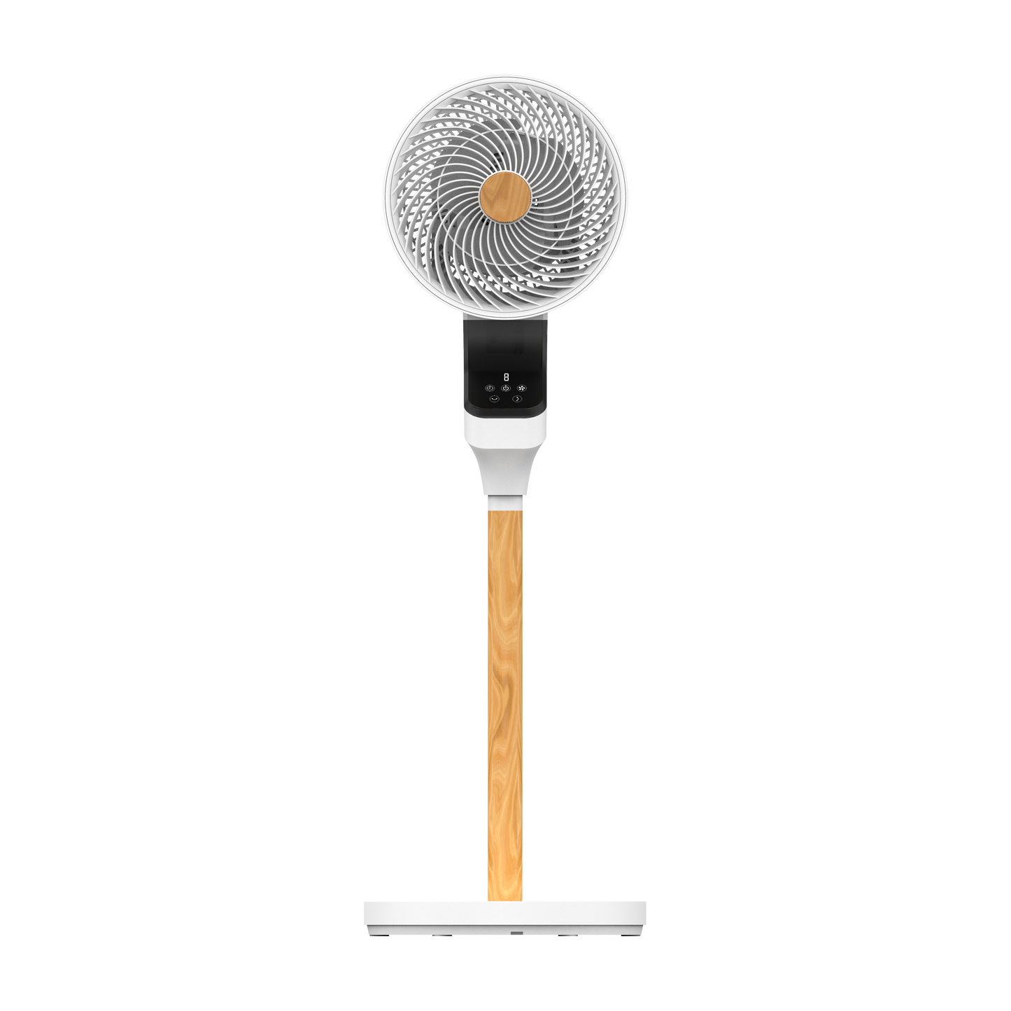 Alt Image: Ventilador de pie Bizancio blanco/haya 50W de Abrila, modelo 236941068, oscilante con temporizador, ideal para interiores domésticos, fabricado en metal, ABS y policarbonato.