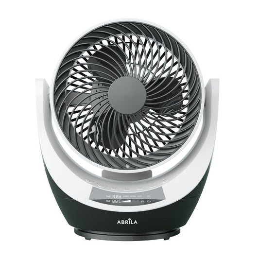 Ventilador sobremesa Navia negro y blanco de 40W con control remoto, temporizador y oscilación, fabricado en metal, ABS y policarbonato por Abrila, modelo 237871026 para uso doméstico interior