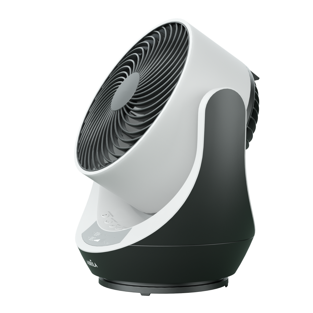 Ventilador sobremesa Navia negro y blanco de 40W con control remoto, temporizador y diseño en metal, ABS y policarbonato para uso doméstico interior, modelo Abrila 237871026.