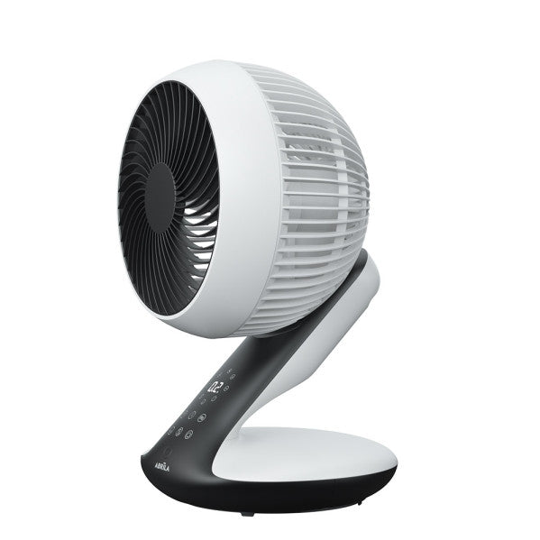 Ventilador sobremesa Miera de Abrila en blanco y negro, 20W con motor DC eco para uso doméstico interior, oscilación 3D, control remoto y temporizador, modelo 237971068 AI2