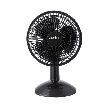 Ventilador sobremesa Pizarro Mini negro de 20W, modelo Abrila 238071009, con aspas de metal y policarbonato para uso doméstico e interior, diseño compacto y eficiente.