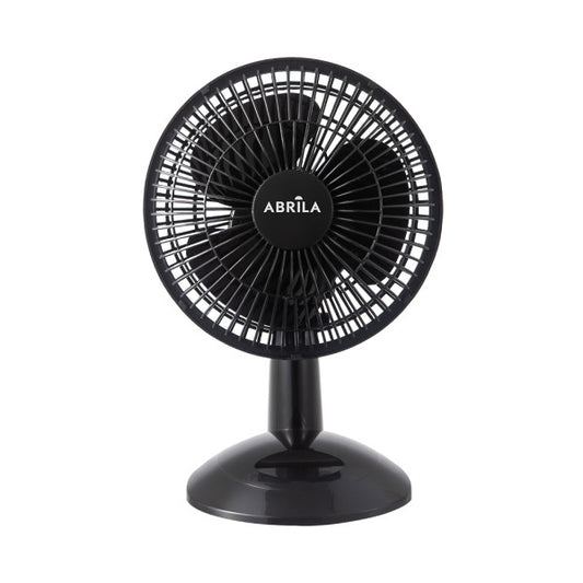 Ventilador sobremesa Pizarro Mini negro de 20W, modelo Abrila 238071009, con aspas de metal y policarbonato para uso doméstico e interior, diseño compacto y eficiente.