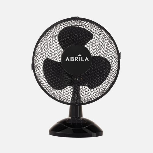 Pequeño ventilador sobremesa Pizarro negro de Abrila, 25W, orientable en metal y policarbonato para uso doméstico interior, modelo 238071109, ideal para refrescar espacios pequeños.