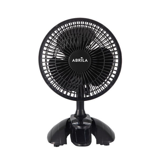 Ventilador Nervion con pinza negro de 20W modelo AI2 de Abrila, ventilador de pared o sobremesa con 2 velocidades, estructura de metal y policarbonato para uso doméstico interior, referencia 238171009