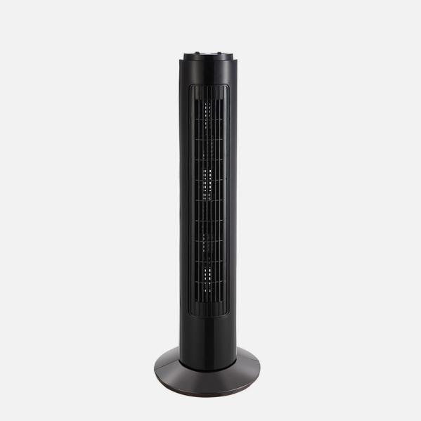Ventilador de torre Cuco negro de Abrila con 3 velocidades, temporizador y materiales de metal y policarbonato, ideal para interiores domésticos - modelo 238371009