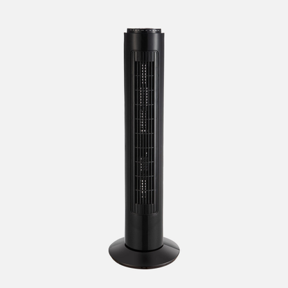 Ventilador de torre Picaro negro de 50W Abrila modelo 238471009 con mando a distancia, temporizador y diseño en metal y policarbonato para uso doméstico interior
