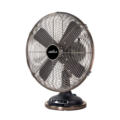 Ventilador sobremesa retro Capitolio en negro y cobre de Abrila, diseño metálico para interiores domésticos con tres velocidades, modelo 238771073, estilo vintage AI2.