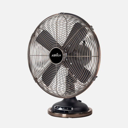 Ventilador sobremesa retro Capitolio de Abrila en negro y cobre, modelo 238771073 con tres velocidades, diseño metálico para uso doméstico interior.