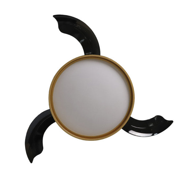 Ventilador de techo Mandarin negro y oro de 72W por Abrila (modelo 239591316), con aspas retráctiles, motor DC eficiente, iluminación LED integrada regulable y función bidireccional para ventilación en verano e invierno, ideal para interior doméstico con diseño elegante AI2.