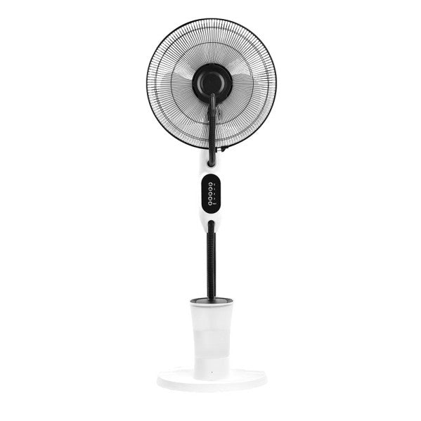 Ventilador humidificador pie Iceberg de Abrila en blanco y negro, modelo 80W con función nebulizadora para climatización doméstica en interiores y terrazas durante el verano, fabricado en metal y policarbonato, referencia 239641026.
