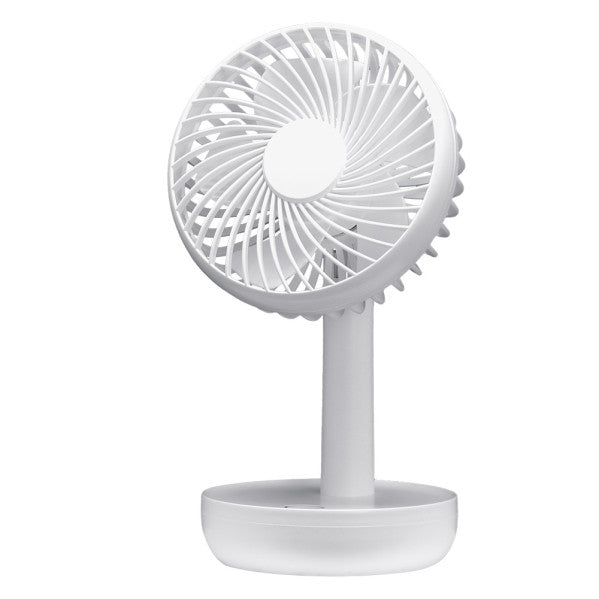 Mini ventilador inalámbrico Lemosin blanco de 5W Abrila, modelo portátil y recargable USB para uso doméstico sobremesa, ideal para refrescar espacios pequeños.