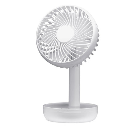Mini ventilador inalámbrico Lemosin blanco de 5W Abrila, modelo portátil y recargable USB para uso doméstico sobremesa, ideal para refrescar espacios pequeños.
