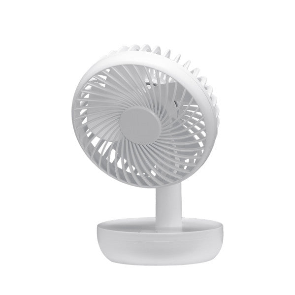 Mini ventilador inalámbrico portátil Lemosin blanco de 5W, modelo Abrila 240071001, sobremesa USB recargable para uso doméstico fresco y compacto.