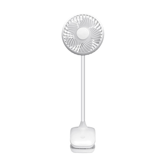 Ventilador sobremesa con pinza Sines Blanco de Abrila, modelo 240271001, 5W, recargable USB portátil para uso doméstico interior, diseño compacto y sin aspas para ventilación fresca y segura.