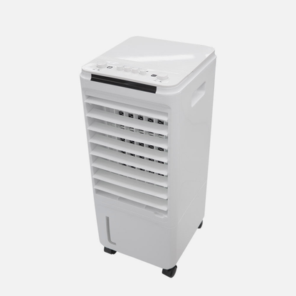 Climatizador evaporativo Glaciar Blanco de Abrila, modelo 240541001, con 80W de potencia y tanque de 7L, ideal para enfriamiento portátil y humidificación en interiores durante el verano