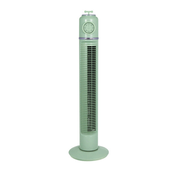 Ventilador torre Huracán verde de 45W modelo Abrila 240771006, diseño rotatorio con temporizador para uso doméstico e interior, ventilación eficiente AI2.
