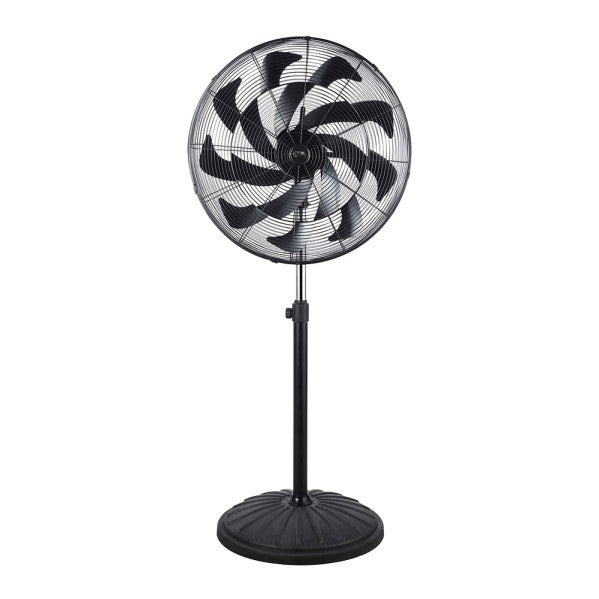 Ventilador de pie industrial Centurion negro de 300W por Abrila, modelo 241441009, con estructura de metal y policarbonato, oscilante para interiores domésticos, ventilador potente AI2 de alto rendimiento.