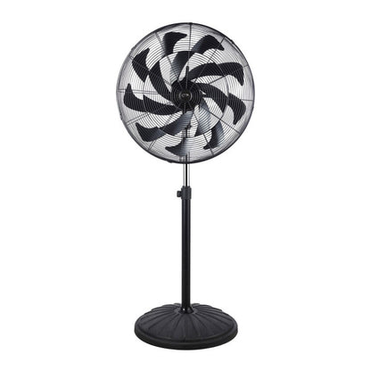 Ventilador de pie industrial Centurion negro de 300W por Abrila, modelo 241441009, con estructura de metal y policarbonato, oscilante para interiores domésticos, ventilador potente AI2 de alto rendimiento.