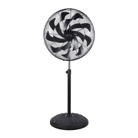 Ventilador de pie industrial Centurion negro de 300W por Abrila, modelo 241441009, con estructura de metal y policarbonato, oscilante para interiores domésticos, ventilador potente AI2 de alto rendimiento.